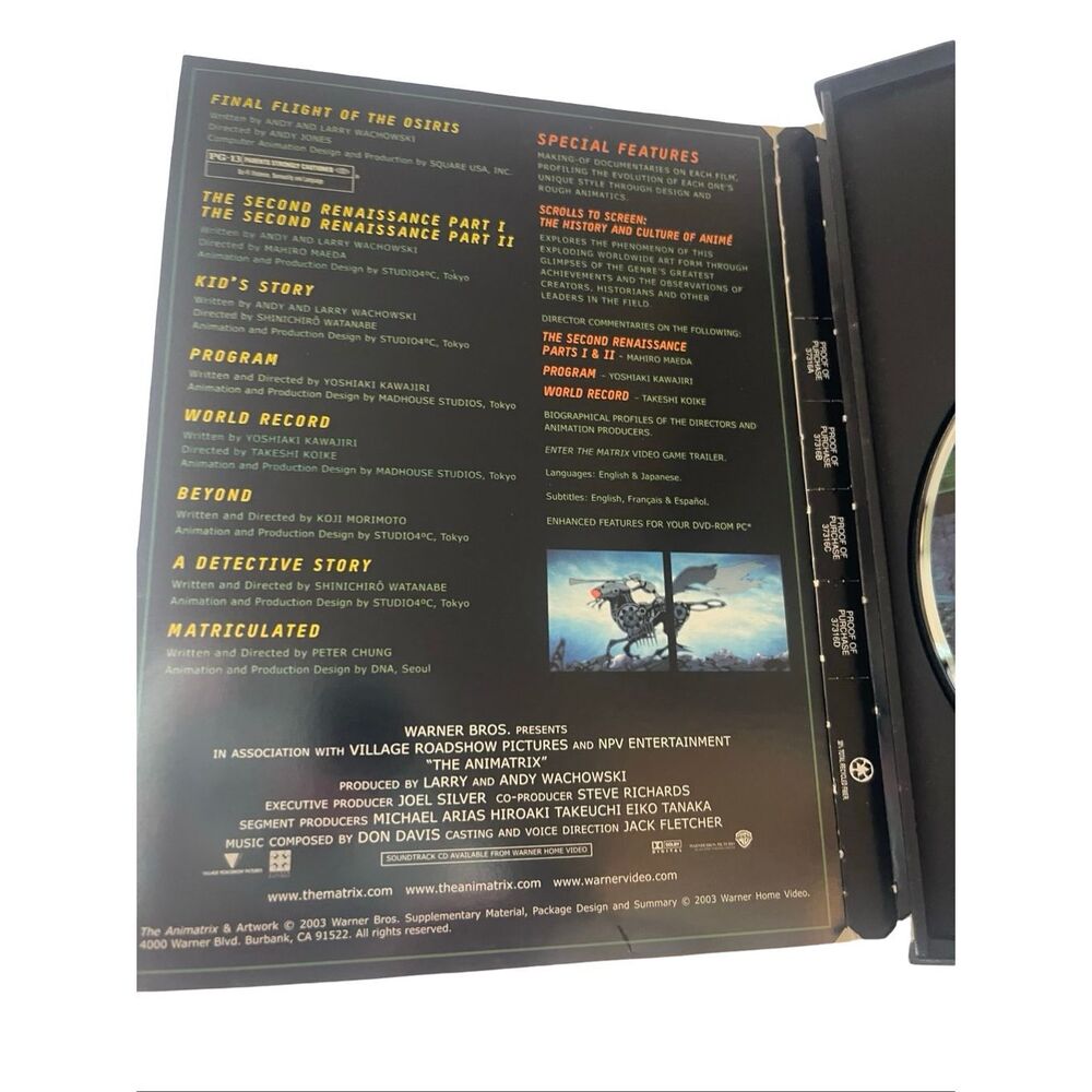 2003 Warner Bros. The Animatrix DVD Widescreen - Picture 3 of 8